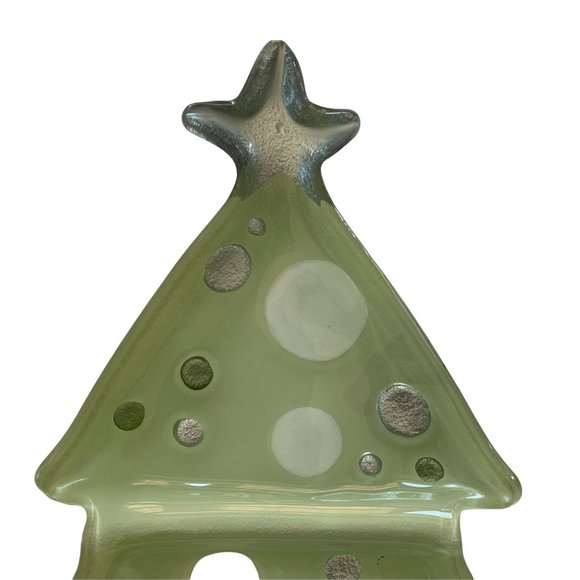 Lori Siebert for Silvestri Hand Blown Glass Christmas Tree Divided Platter - Picture 6 of 11